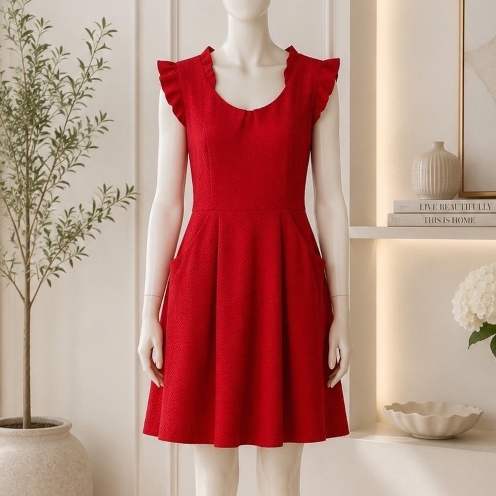 Anthropologie Dress Tabitha Red Fairy Preppy Romantic Euro Summer Babydoll 2